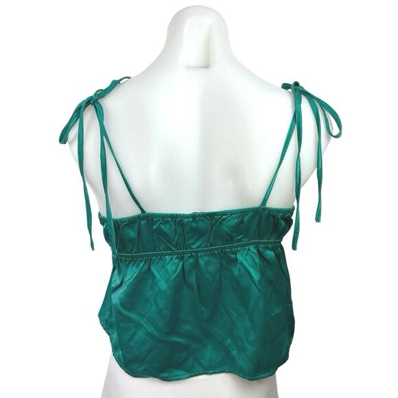 WeWoreWhat Teal Green Tie Shoulder V-Neck Elasticized Back Camisole Tank Top M - Picture 2 of 4